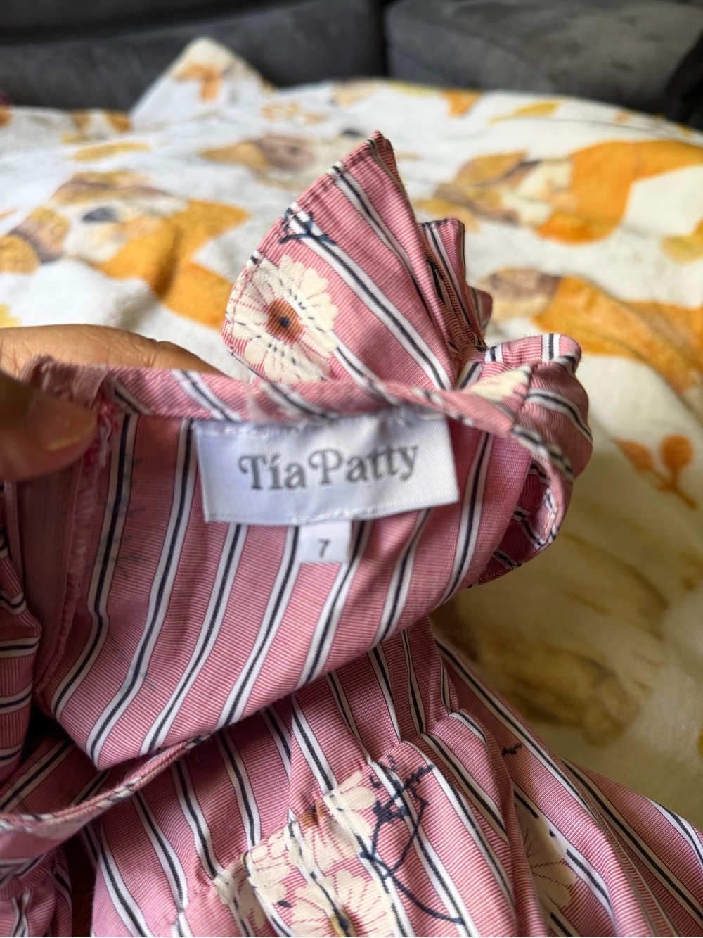 Girls' Pink Striped Floral One-Piece romper